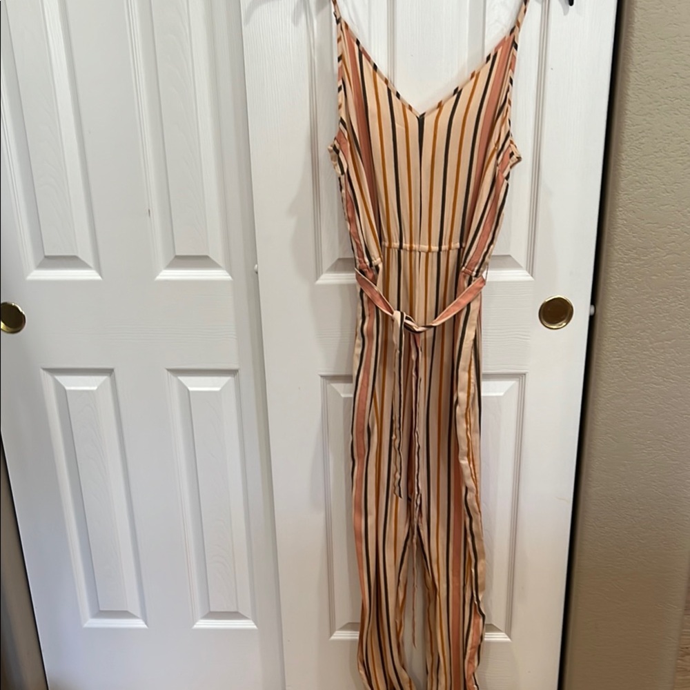 Roxy Cha Cha For Now Striped Jumpsuit size extra large